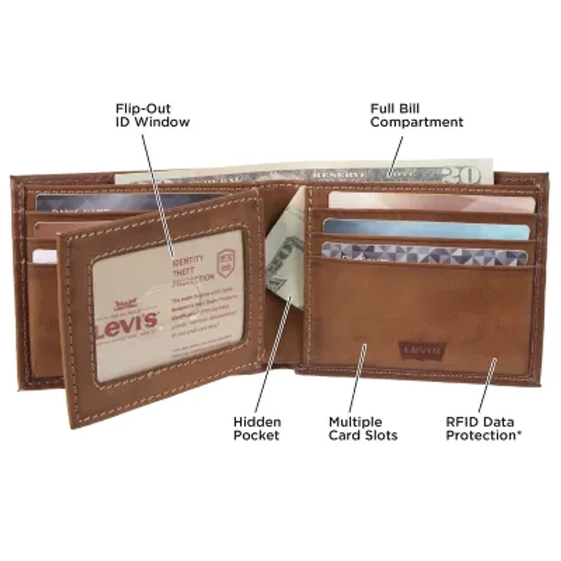 Levi's® Mens Extra Capacity Rfid Blocking Bifold Wallet