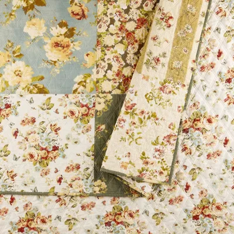 Modern Heirloom Floral Patch 3-pc. Reversible Quilt Set