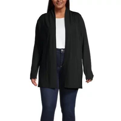 Liz Claiborne Womens Long Sleeve Open Front Plus Cardigan