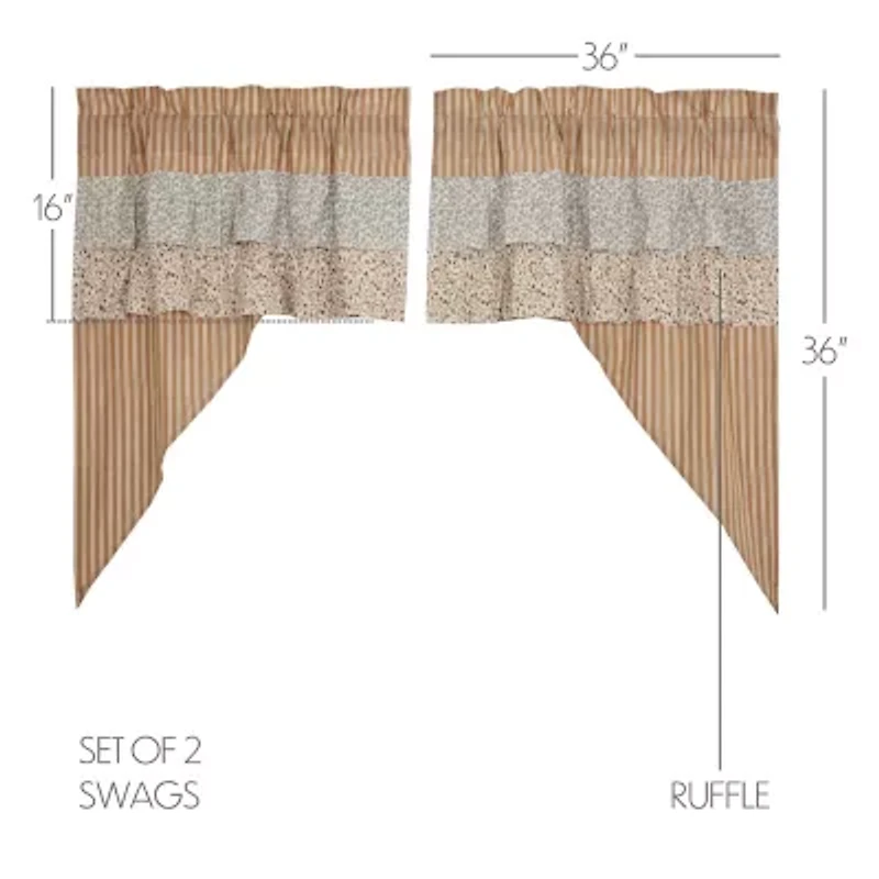 Vhc Brands Kaila Ticking Stripe Swag Rod Pocket Valance