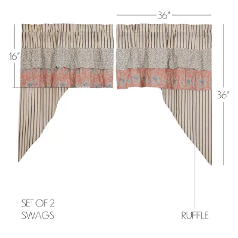 Vhc Brands Kaila Ticking Stripe Swag Rod Pocket Valance