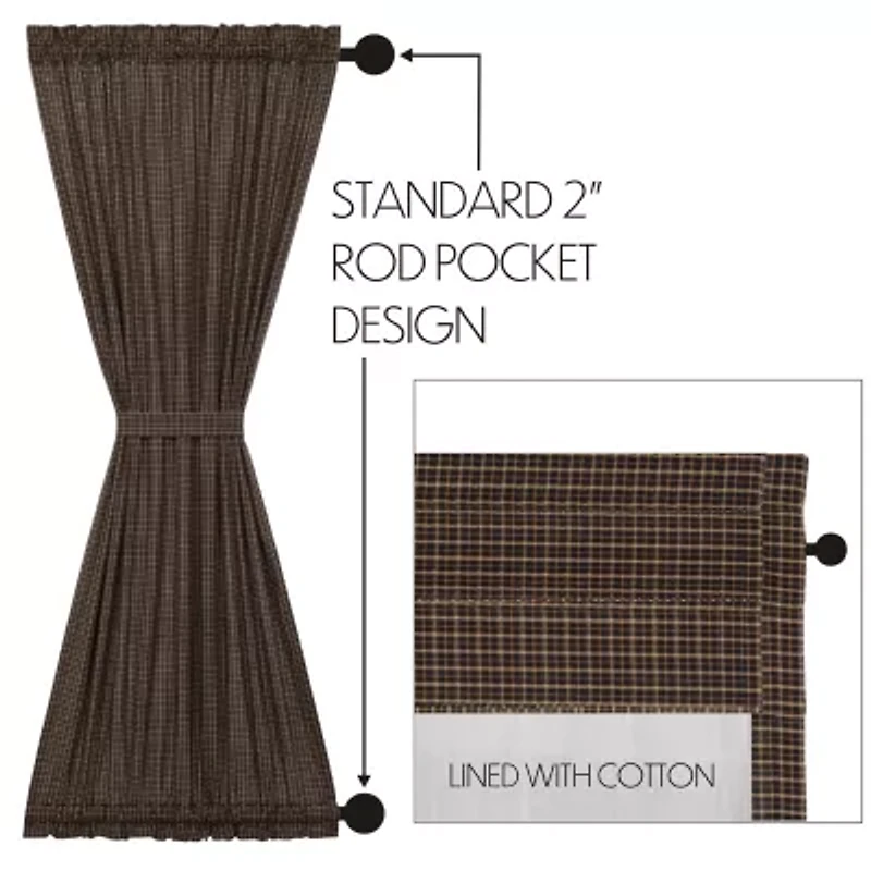 Vhc Brands Kettle Grove Plaid Light-Filtering Rod Pocket Single Door Panel Curtain