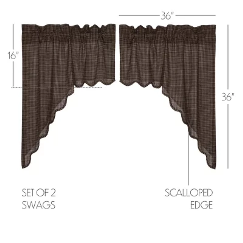 Vhc Brands Kettle Grove Plaid Swag Rod Pocket Scallop Valance
