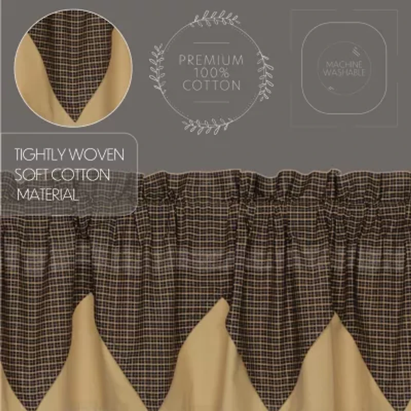 Vhc Brands Kettle Grove Plaid Layered Rod Pocket Tailored Valance