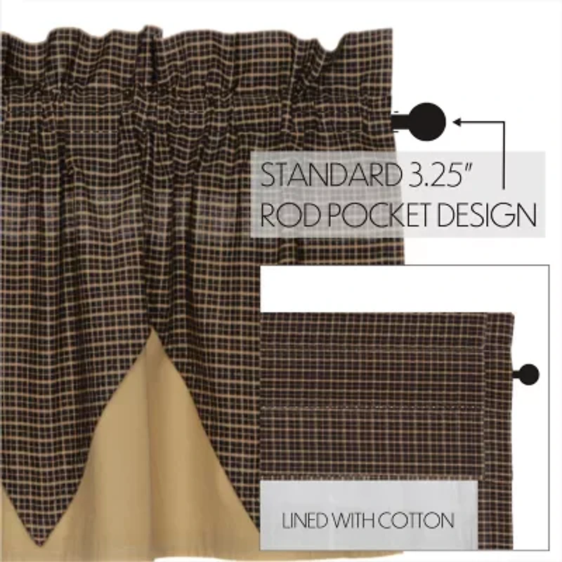 Vhc Brands Kettle Grove Plaid Layered Rod Pocket Tailored Valance