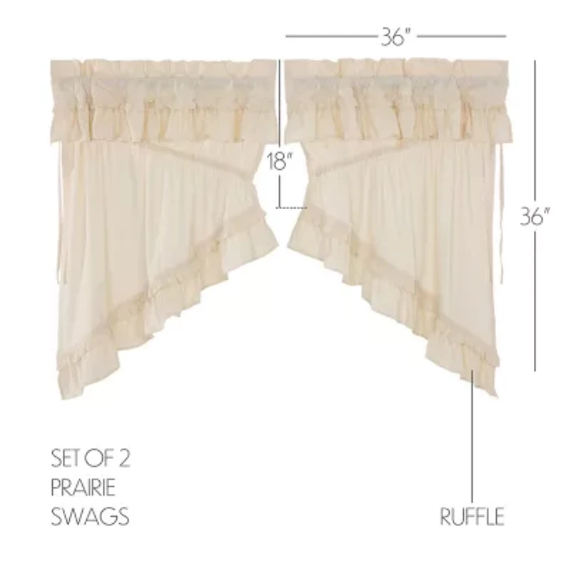 Vhc Brands Muslin Ruffled Prairie Swag Rod Pocket Valance