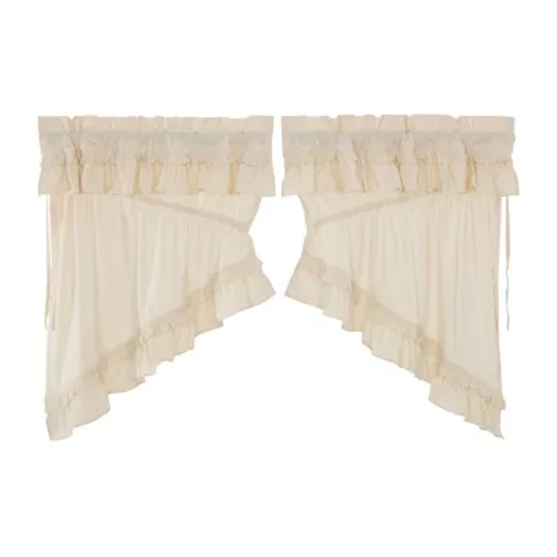 Vhc Brands Muslin Ruffled Prairie Swag Rod Pocket Tailored Valance