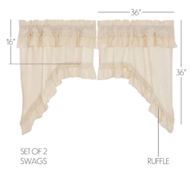 Vhc Brands Muslin Ruffled Swag Rod Pocket Valance
