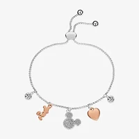 Disney Classics Charm Womens Crystal Heart Mickey Mouse Bolo Bracelet