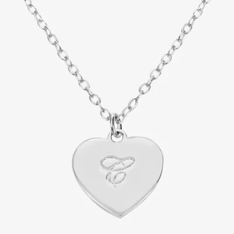 Silver Treasures Initial Womens Sterling Heart 16 Inch Pendant Necklace