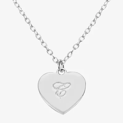 Silver Treasures Initial Womens Sterling Heart 16 Inch Pendant Necklace
