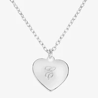Silver Treasures Initial Womens Sterling Heart 16 Inch Pendant Necklace
