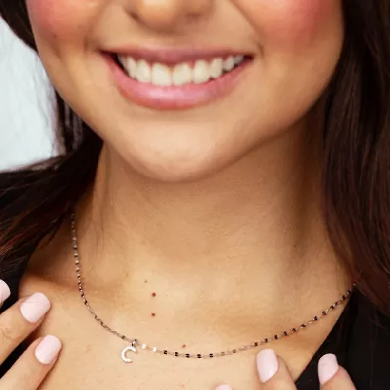 Silver Treasures Pave Initial Womens Cubic Zirconia Sterling 18 Inch Pendant Necklace