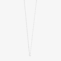 Silver Treasures Pave Initial Womens Cubic Zirconia Sterling 18 Inch Pendant Necklace