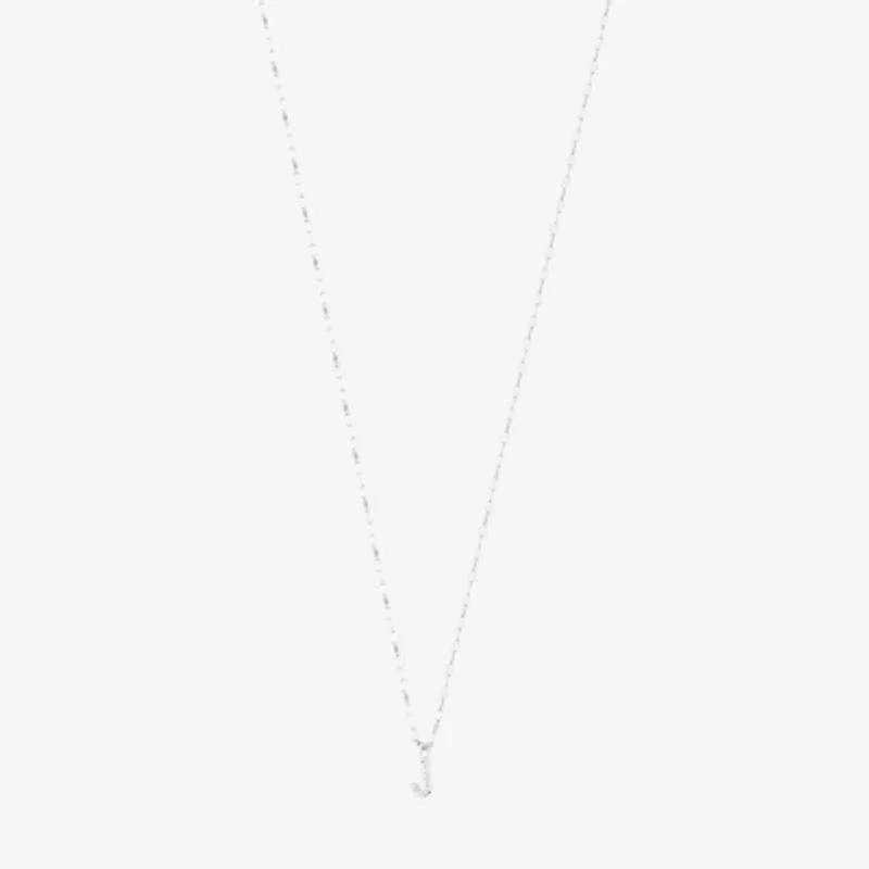 Silver Treasures Pave Initial Womens Cubic Zirconia Sterling 18 Inch Pendant Necklace