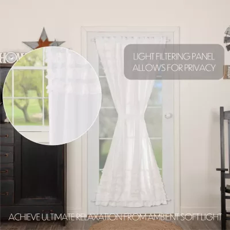 Vhc Brands Ruffle Sheer Petti Sheer Rod Pocket Single Door Panel Curtain