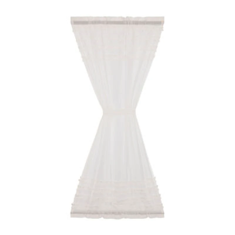Vhc Brands Ruffle Sheer Petti Sheer Rod Pocket Single Door Panel Curtain