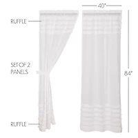 Vhc Brands Ruffle Sheer Petti Rod Pocket Embellished Set of 2 Curtain Panel
