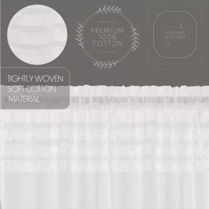 Vhc Brands Ruffle Sheer Petti Rod Pocket Embellished Set of 2 Curtain Panel