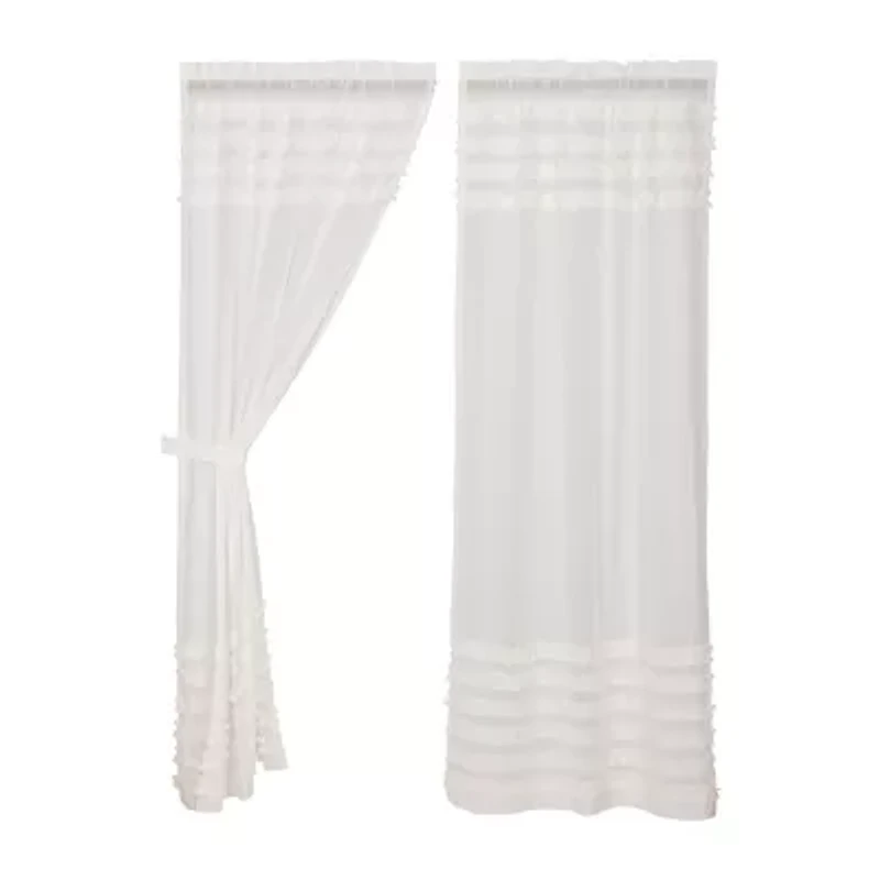 Vhc Brands Ruffle Sheer Petti Rod Pocket Embellished Sheer Set of 2 Curtain Panel
