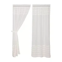 Vhc Brands Ruffle Sheer Petti Rod Pocket Embellished Sheer Set of 2 Curtain Panel