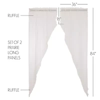Vhc Brands Ruffle Sheer Petti Prairie Rod Pocket Embellished Set of 2 Curtain Panel
