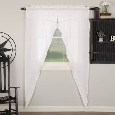 Vhc Brands Ruffle Sheer Petti Prairie Rod Pocket Embellished Sheer Set of 2 Curtain Panel