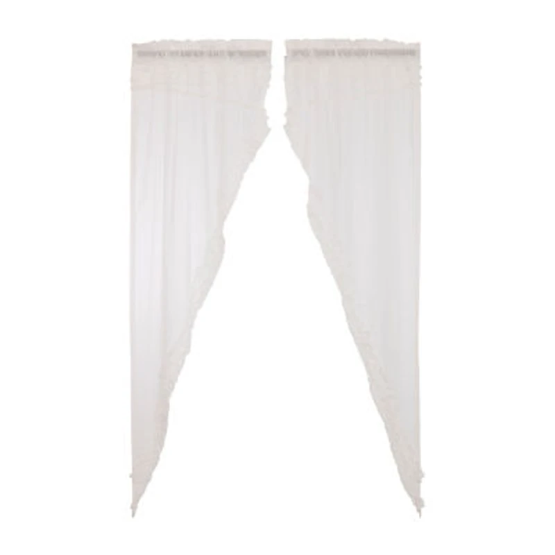Vhc Brands Ruffle Sheer Petti Prairie Rod Pocket Embellished Set of 2 Curtain Panel