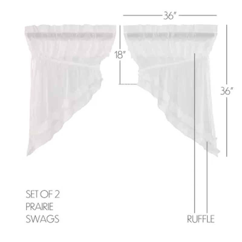 Vhc Brands Ruffle Sheer Petti Prairie Swag Rod Pocket Valance
