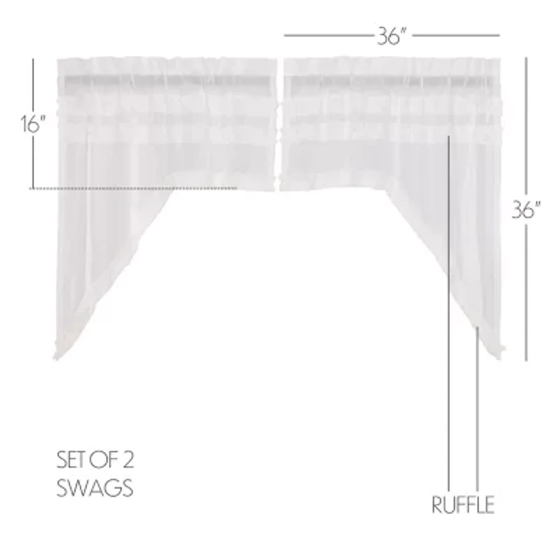 Vhc Brands Ruffle Sheer Petti Swag Rod Pocket Valance