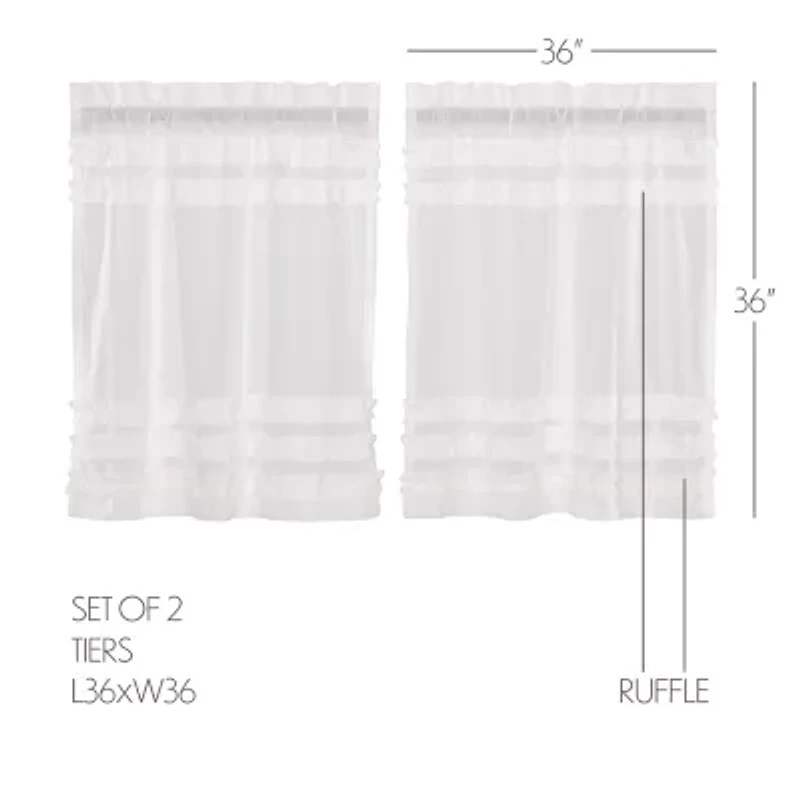 Vhc Brands Ruffle Sheer Petti 2-pc. Rod Pocket Window Tier