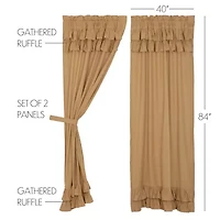 Vhc Brands Simple Life Ruffled Rod Pocket Light-Filtering Set of 2 Curtain Panel
