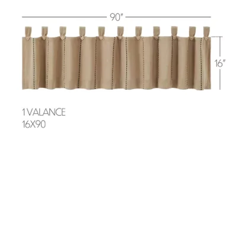 Vhc Brands Stitched Burlap Tab Top Tailored Valance