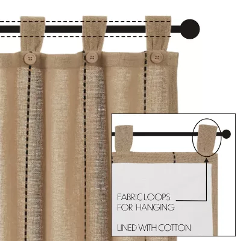 Vhc Brands Stitched Burlap Tab Top Tailored Valance