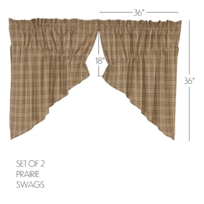 Vhc Brands Sawyer Plaid Prairie Swag Rod Pocket Valance