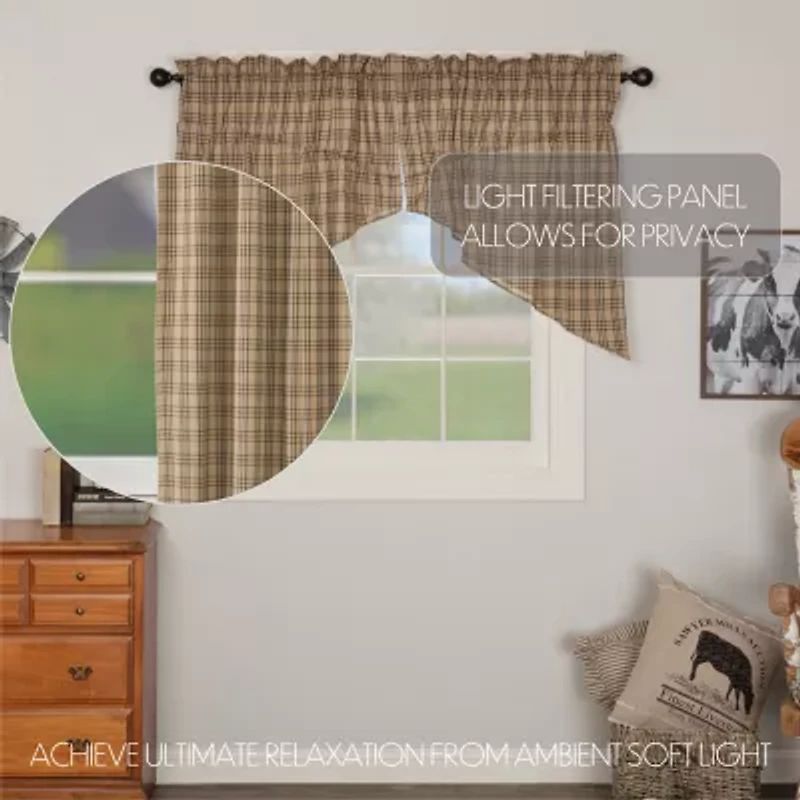 Vhc Brands Sawyer Plaid Prairie Swag Rod Pocket Valance