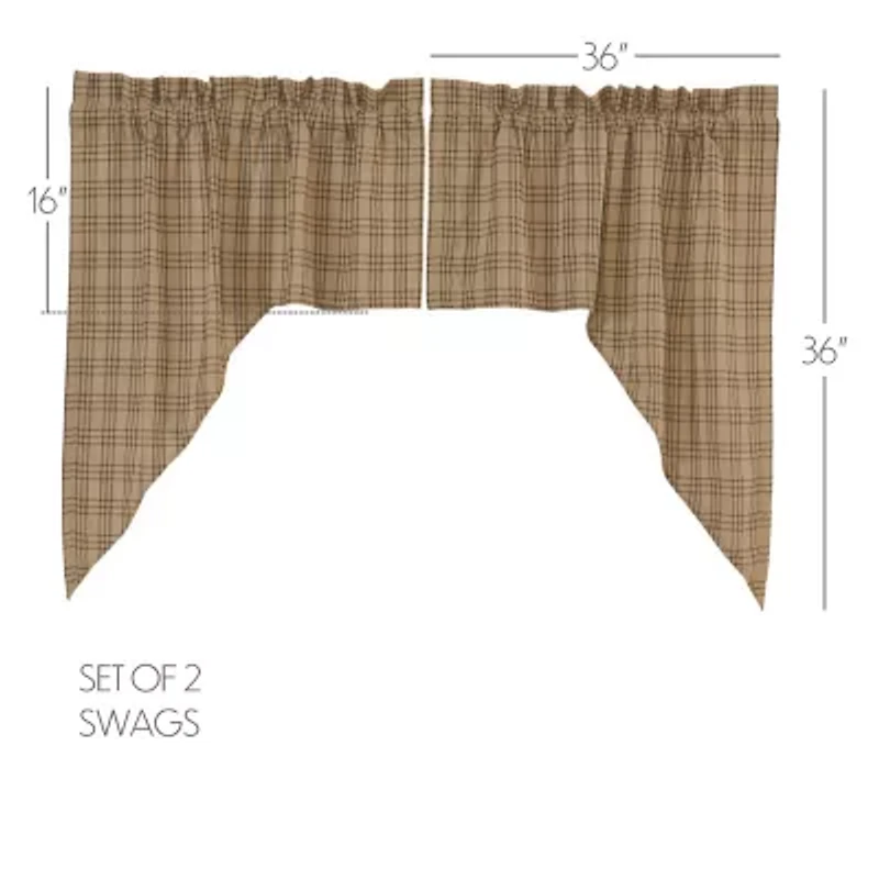 Vhc Brands Sawyer Plaid Swag Rod Pocket Tailored Valance