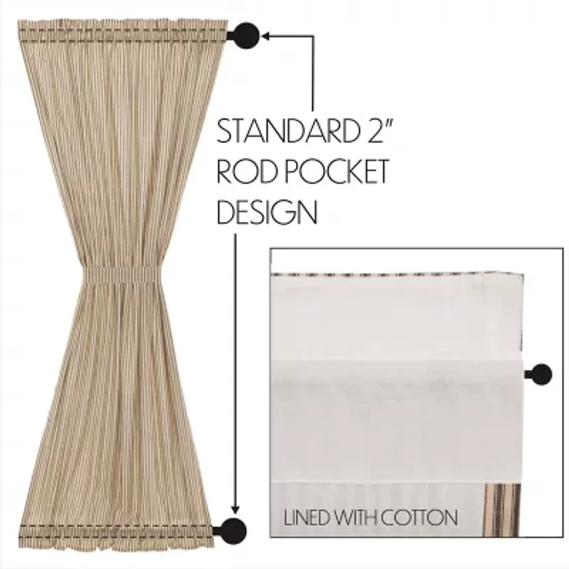 Vhc Brands Sawyer Ticking Light-Filtering Rod Pocket Single Door Panel Curtain