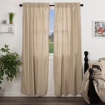 Vhc Brands Sawyer Ticking Rod Pocket Light-Filtering Set of 2 Curtain Panel