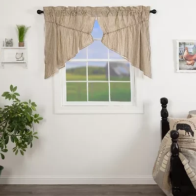 Vhc Brands Sawyer Ticking Prairie Swag Rod Pocket Valance