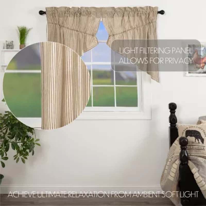 Vhc Brands Sawyer Ticking Prairie Swag Rod Pocket Valance