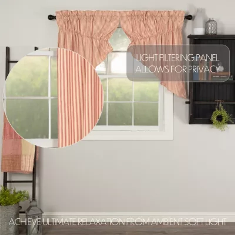Vhc Brands Sawyer Ticking Prairie Swag Rod Pocket Valance