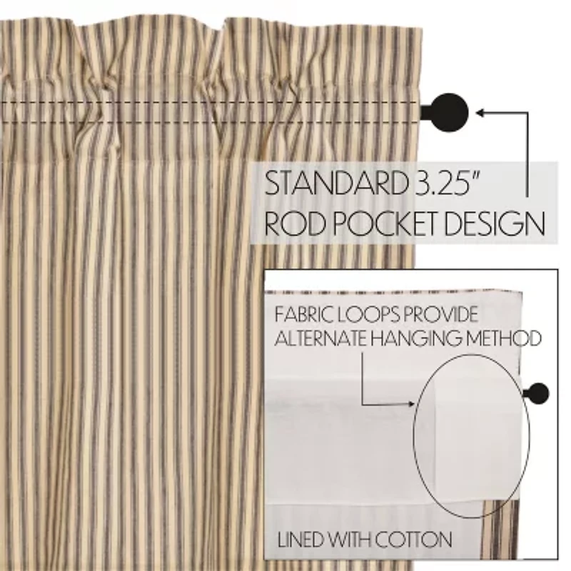 Vhc Brands Sawyer Ticking Prairie Swag Rod Pocket Tailored Valance