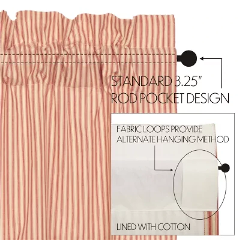 Vhc Brands Sawyer Ticking Prairie Swag Rod Pocket Valance
