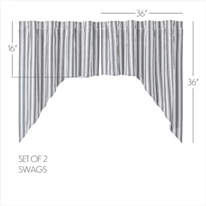 Vhc Brands Sawyer Ticking Swag Rod Pocket Valance