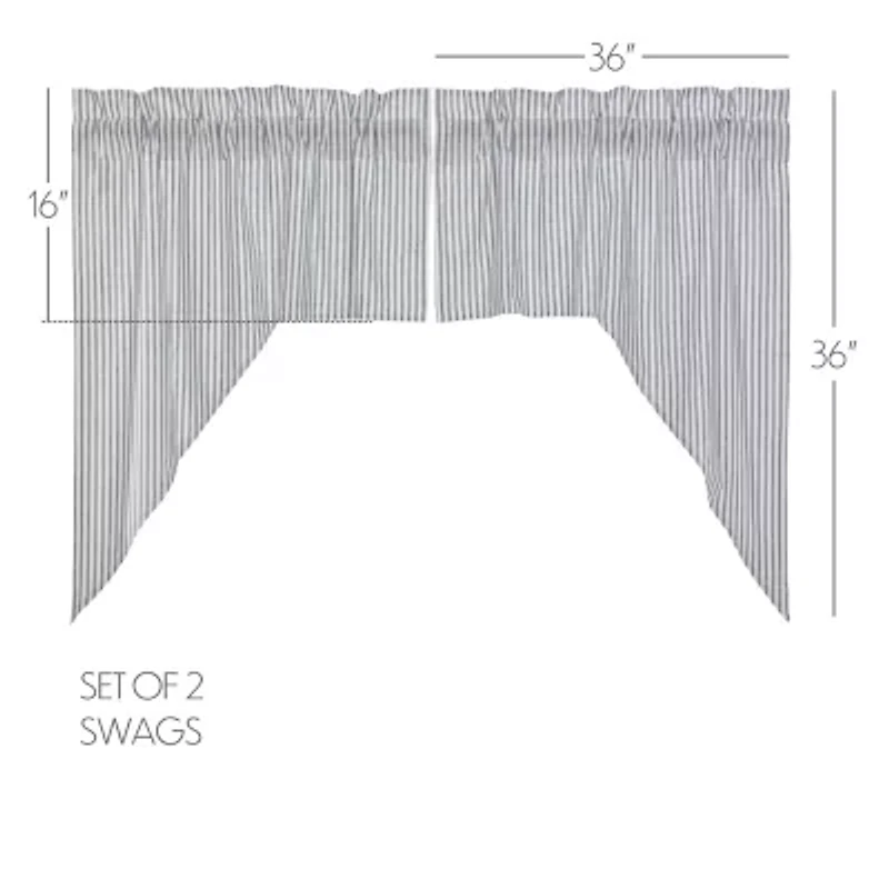 Vhc Brands Sawyer Ticking Swag Rod Pocket Valance