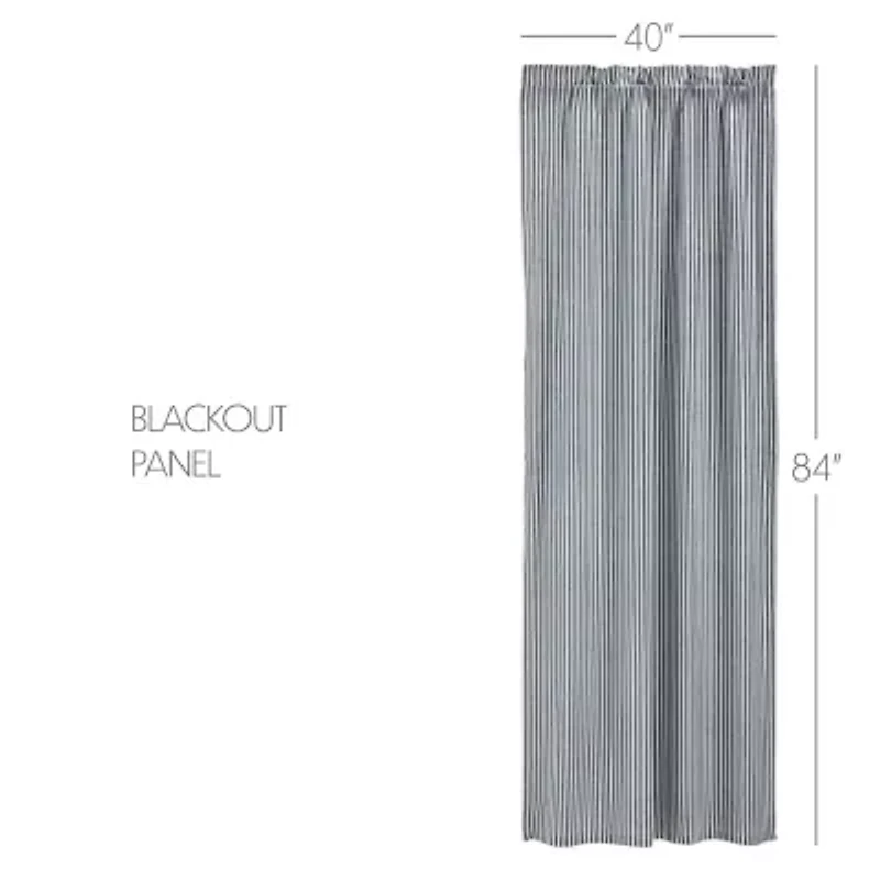 Vhc Brands Sawyer Ticking Rod Pocket Blackout Single Curtain Panel