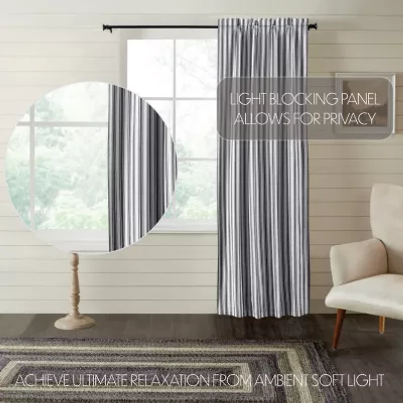 Vhc Brands Sawyer Ticking Rod Pocket Blackout Single Curtain Panel
