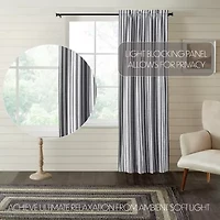 Vhc Brands Sawyer Ticking Rod Pocket Blackout Single Curtain Panel