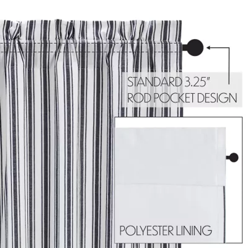 Vhc Brands Sawyer Ticking Rod Pocket Blackout Single Curtain Panel